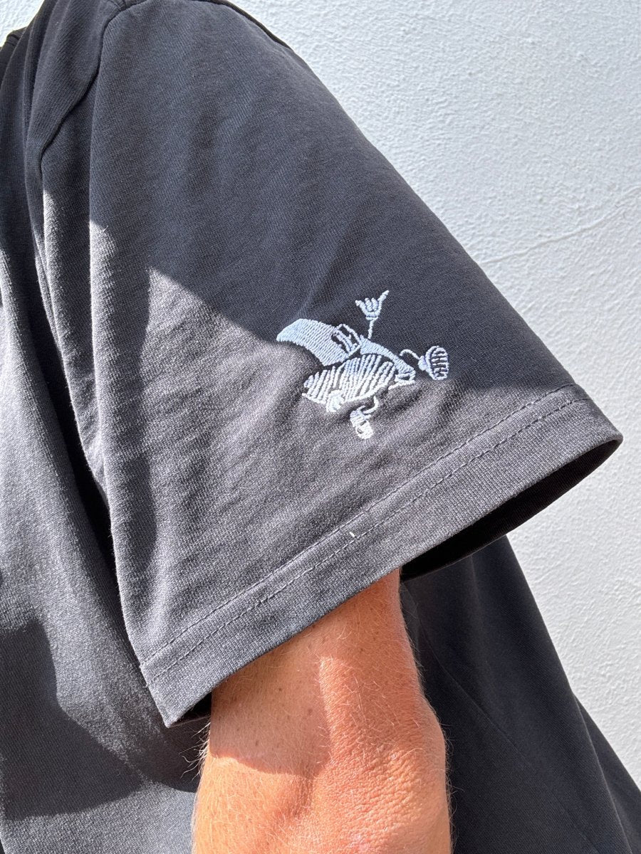 Oversized faded t-shirt with centre & left arm embroidered - Shop